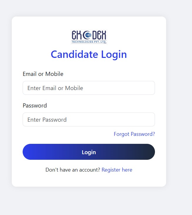 Candidate Login Form